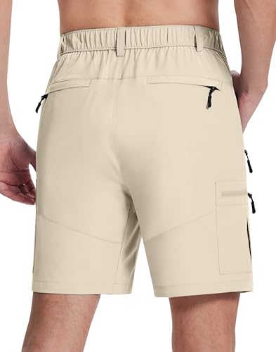 Mens Hiking Cargo Shorts with 6 Zipper Pockets 9" Quick-Dry Lightweight Short for Golf Casual Fishing2