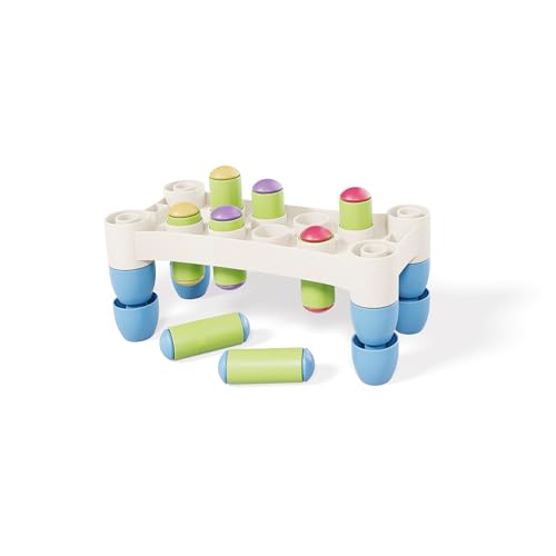 Image of Quercetti: PlayEco+ Hammer Peggy - Classic Peg Pounding Bench Toy, Interactive & Colorful Board, Preschool Cause-Effect Play, Toddler & Kids 18mo+