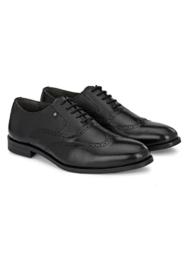 Image of San Frissco Men's Formal Shoes Leather Brogues Lace Up Footwear Cushioned Footbed with TPR Sole Lightweight, Flexible and Stylish for Office, Wedding, Parties and Dailywear