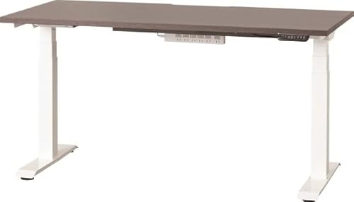 小島工芸 電動昇降式 デスク C1EB 幅150cm 奥行き70cm 高さ61?126cm 高さメモリー機能 ダブルモーター 6口コンセント 配線コード溜まり 静音 天板 ウッディウェンジ 脚 ホワイト 6354
