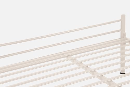 Image of Nivo Metal Queen Size Bed Without Storage | Wrought Iron Double Bed with Headboard & Footboard | Sturdy Powder Coated Platform Bed Queen Size Cot for BedroomLivingRoom Ivory (75x60)