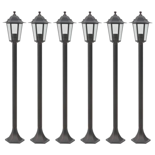 vidaXL 6X Lampioni da Giardino E27 Alluminio Bronzo Luce da Esterno Lanterna