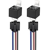 Gebildet 2pcs 12V 40A 4 Pin SPST Car Relay Harness JD1912, 12AWG Harness Sockets with Built-in Diode for Automotive Truck Van Boat Motorcycle