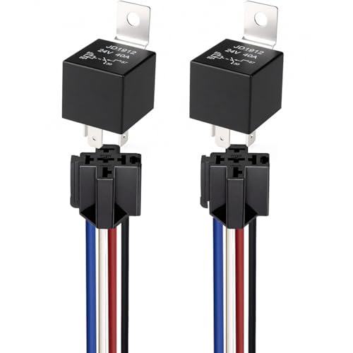 Gebildet 2pcs 12V 40A 4 Pin SPST Car Relay Harness JD1912, 12AWG Harness Sockets with Built-in Diode for Automotive Truck Van Boat Motorcycle