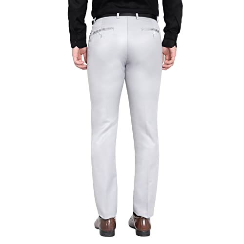 Image of The PS Men's Formal Regular Fit Cotton Blend Black, Dark Grey Combo Trouser (Pack of 2)