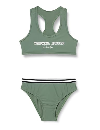 Maillot de bain deux pièces fille uni écriture Haute Pression X9051