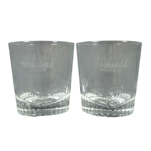 Pendleton Midnight Whisky Rocks Glasses, Clear, Set of 2, Embossed Logo, Old Fashioned Style