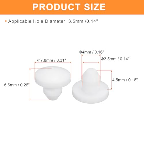 Image of uxcell 28Pcs Silicone Plugs, Rubber Round Snap in Locking Hole Plugs for 3.5mm Hole, Hole Stoppers Waterproof Hole Plug for Metal Tube, Furniture End Caps Inserts, White