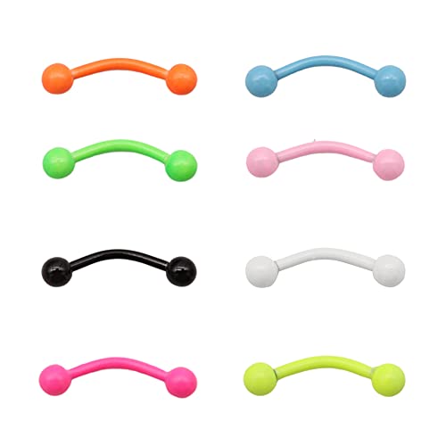 Flechazo 16G Rook Daith Pendientes Piercing Ceja Oreja Anillo Barra Barbell Curvado Acero Quirúrgico 16G Banana Piercing Joyería Plata/Multicolor Cover