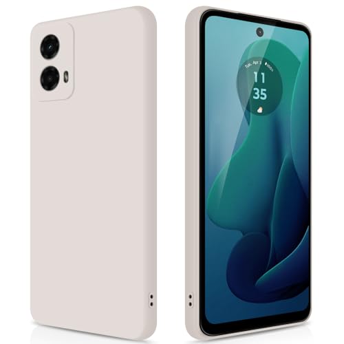 GiiYoon   Carcasa Compatible con Moto G 5G 2024, Funda Protectora Integral de Silicona y Suave al Tacto, Carcasa antigolpes con Forro de Microfibra, Color Blanco