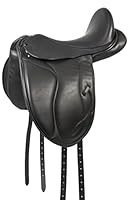 PFIFF 102680 Dressur-Sattel Unicus, Ledersattel halbtiefer Sitz, Schwarz Pony/Cob II
