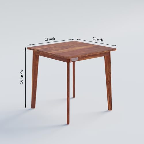Image of DRIFTINGWOOD Liana 2-Seater Sheesham Wood Dining Table Set � in Natural Honey Finish with Table & 2 Cushioned Chairs � Ideal for Small Kitchens & Compact Living Spaces � Assembly Required (Beige)