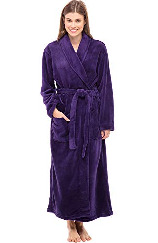 Alexander Del Rossa Women's Plush Fleece Robe, Warm Bathrobe, Small-Medium Purple (A0117PURMD)