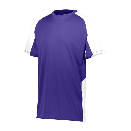 Augusta Sportswear Small Youth Cutter Jersey: Moisture-Wicking Baseball & Softball Top, Short Sleeve Athletic Apparel for Boys, Purple/White