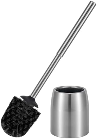 Veinvify Toilet Brush Set with Holder Brosse Toilette 30CM Long Handle Stainless Steel Bathroom Cleaning Brushes and Case Anti-Rust High Denstity Moderate Hardness Bristles Brushed