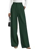 PRETTYGARDEN Wide Leg Pants for Women Trendy 2026 Fall High Waisted Business Casual Outfits Work Pant Trousers (Dark Green,Large)