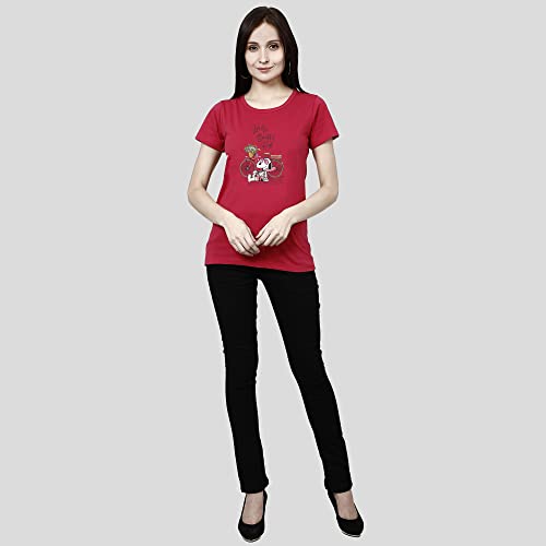 Image of Women's, Round Neck, Half-Sleeve, Printed, Cotton, Regular Fit, T-Shirt for Women
