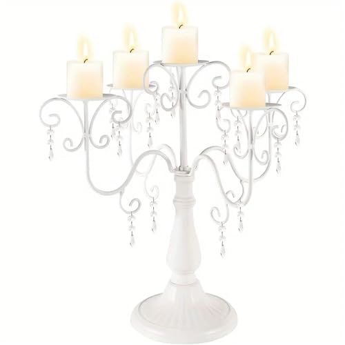 Candelabro de 5 brazos para decoración de Navidad, centro de mesa metálico para bodas y fiestas 2