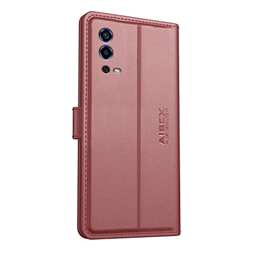 Image of AIBEX Compatible for Oppo A55 Flip Cover Leather Finish | Inside TPU with Card Pockets | Wallet Stand | Complete Protection Flip Case - Brown