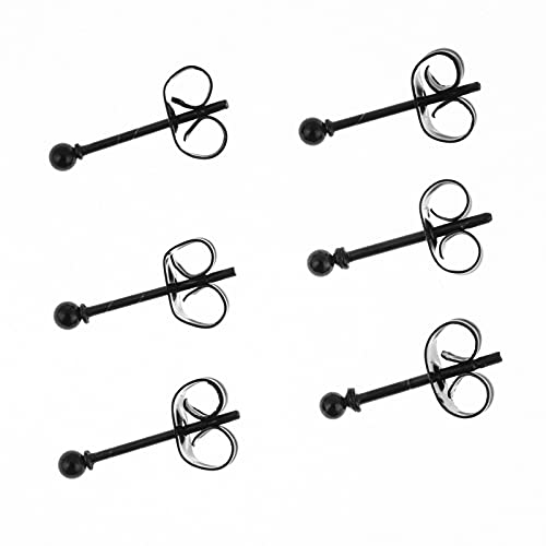 Memsion 316L Surgical Steel Earrings Hypoallergenic Black Ball Stud Earrings Set for Women Men Girls Nickel Free Cartilage Ear Rings