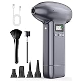 【2025新登場】エアダスター 電動エアダスター ブロワー 超強力300000RPM 最大風速120m/s 3段階風力調整 5種類のノズル263 g小型 8000mAhモバイル電源 30 W出力 USB-Cケーブル 統合ディスプレイ ledライト&SOS点滅［PD/PowerIQ対応/PSE準拠］停电对策/紧急对策/キーボード/家具/エアコン/洗車/BBQ着火/エアマット充気/精密機器掃除に