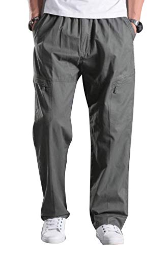 Men's Straight-fit Stretch Cargo Pant Relaxed Fit Elastic-Waist Travel Pant