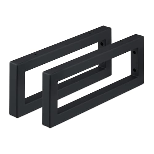 Relaxdays Wandkonsole, 2er Set, 40 cm, Stahl, Regalhalter für Waschtisch & Wandregal, rechteckige Regalkonsole, schwarz