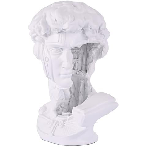 WUBIANJIE Modern Abstract David Sculpture with Intricate Hollow Design, Exquisite Art Decor for Home, Office, and Living Room Unique Resin Statue for Shelf, Desk, or Mantel (White) Cover