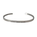 Elegante bracciale in argento con mantra e scritta fino a circa 20 cm. Cuore sopra la testa, 20 cm, Argento