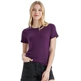 Merino Protect 100% Merino Wool T Shirts Women Crew Neck Tops Short Sleeve Odor Resistance Base Layer Travel Hiking Tee Shirt