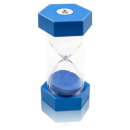 Sand Timer Set, Sandglass Set for Children Shower timer, Glass Timer, Hourglass for Classroom Game Home Office Decoration 5min, blue