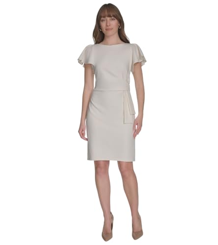 Tommy Hilfiger Women's Flounce Sleeve Side Drape Fully Lined Sheath Dress2
