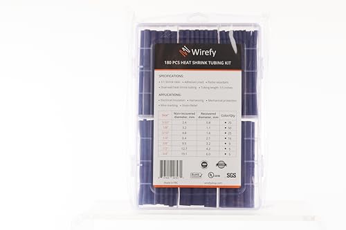 Wirefy WIREFY-DWT-180 Heat Shrink Tubing Kit 180 Pcs - 3:1 Ratio Adhesive Lined, 3.5 Inch Length, Wire Shrink Wrap Tubing - Industrial Heat-Shrink Tubing thumb #6