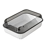 Perfk 猫トイレ、猫トイレ、トールスプレーシールド、大型取り外し可能頑丈なハイサイドお手入れ簡単キティトイレパン猫砂トレイキティ, 白い