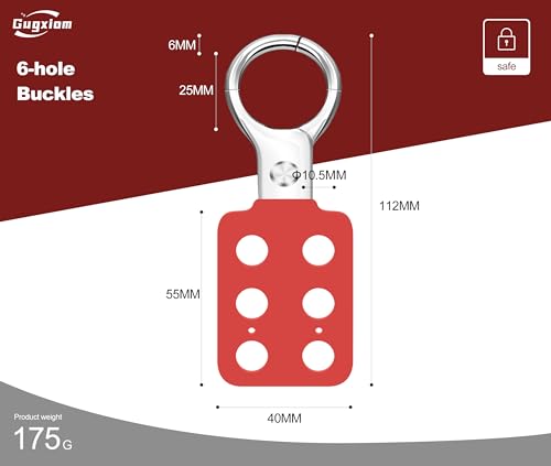 Image of Gugxiom 10PCS Lock Out Tag Out Hasp, 6 Hole Design Padlock Hasp for Lockout Station, Safety Hasp Lock, Up to 6 Workers, for Industrial Chemical