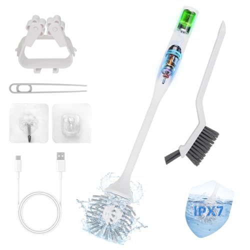 Aloevia Electric Toilet Brush, Ultra Quiet & Powerful Scrubbing, IPX7 Waterproof Self-Cleaning Brush for Toilet/Bathtub/Grout, Cordless Spin Scrubber with 320RPM Turbo Power - White