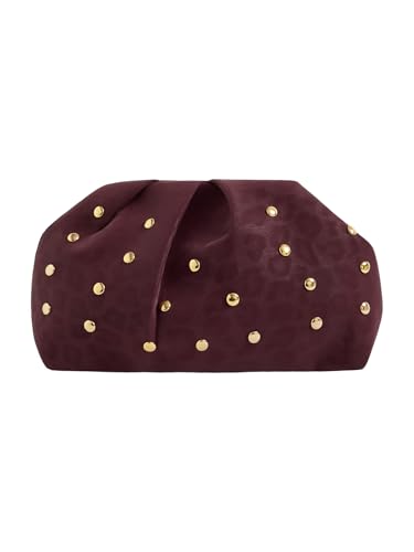 Image of QWINEE Women's Elegant Studded Clutch Bag Magnet Ruched Bags Retro Vintage Evening Handbag