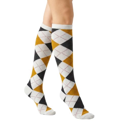 Image of Couver Women's Argyle Knee High Socks - Soft Acrylic Over the Calf Tube Style Socks for Casual Athletic - One Size