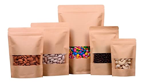 Saco Kraft Ziplock Hermetico Visor Stand Up Pouch 10x15 50un