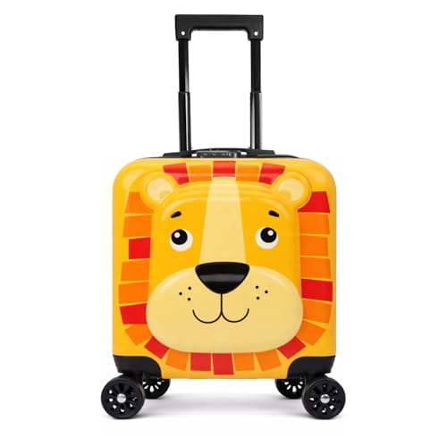 Image of Shamax Kids Luggage Hard Shell Trolley Bag with Spinner Wheels | Lightweight Suitcase for Girls Travel & School Trips Cabin Luggage, 360 Wheels & Adjustable Handle (Kid /Luggage /Lion)