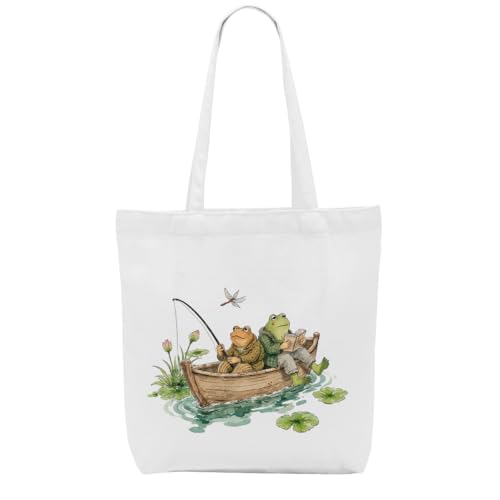 SAPEYKR Retro Classic Funny Frog Toad Bookish Book Lovers Gifts Frog Gifts for Women Teen Teacher Bookworm Animal Lovers Canvas Tote Bag Beach Reusable Grocery Bags for Shopping Birthday Christmas