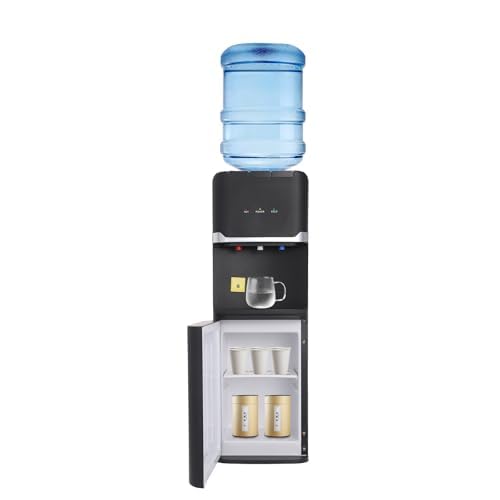 BRICZUNA?Water Dispenser, Top Loading Hot/Cold Water Dispenser, Capacity of 5 Gal Portable Water Warmer for Living Room, Travel, Hotel,Offices,Bedroom, 550W (Black)