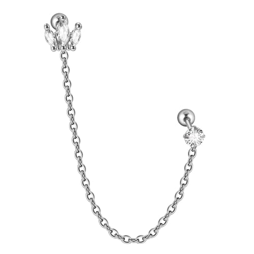 ジルコンフラワーピアススタッドイヤリングタッセルチェーンドロップダングル軟骨格闘登山