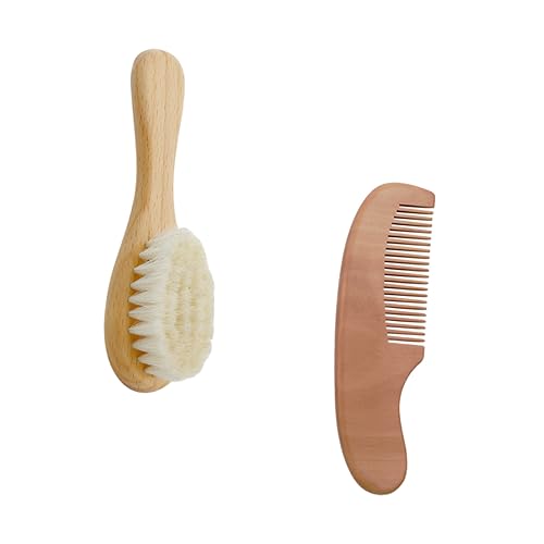 AUTSUPPL Baby Shower Shampoo Brush Set Baby Wood Comb Gentle Scalp Massage Cleaning Brush