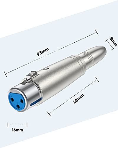 CableCreation Pack 5 Adaptadores XLR 3 Pin Hembra a 1/4" Hembra miniatura 5