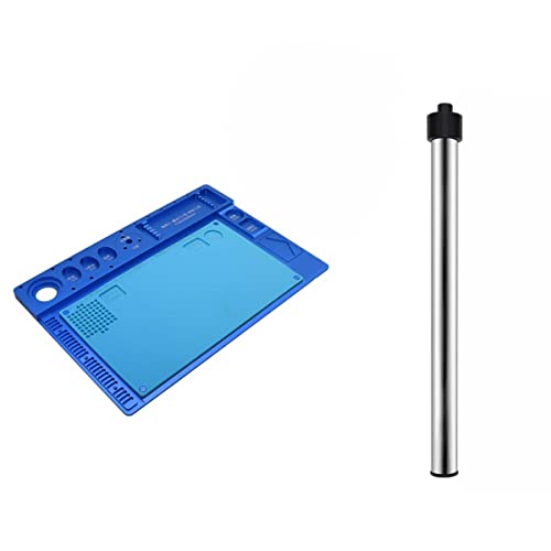 Microscope Microscope Metal Stand Base with Stainless Steel Bracket Phone Maintenance Platform Aluminum Alloy Mat Phone Repair Working Pad(Blue pad add Bracket)