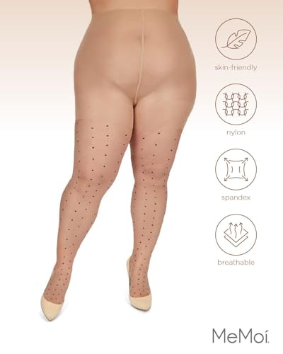 Image of MeMoi Women's Pindot Sheer Curvy Control Top Tights