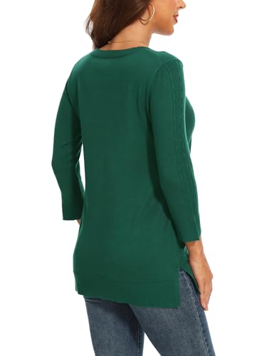 Spicy Sandia Women's 3/4 Cable Knit Sleeve Crew Neck Pullover Sweaters Dressy Casual Lightweight Knit Tunic Tops3