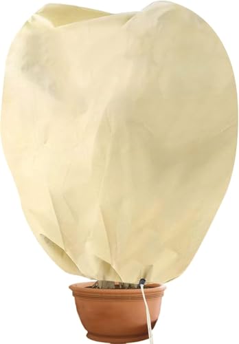 Hydrogarden Pflanzen Winterschutz,Winterschutz für Kübelpflanzen,XL 80 x 100 cm,80 g/m² Stark,sacksuper Stark mit Kordelzug