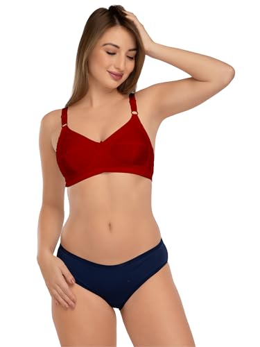 Image of DAISY DEE Women's Cotton Brassiere Non-Padded Wirefree Seamed Full Coverage Comfort-fit Cut and Sew, with Broader Band Regular /Dress /Saree Bra - NSHPU